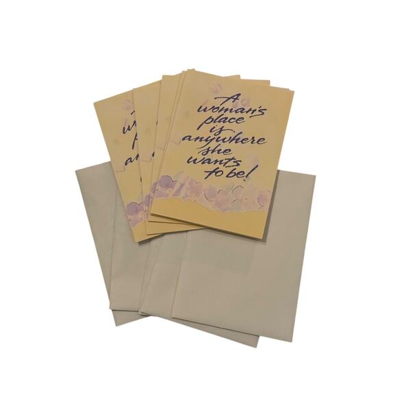 Vintage American Greetings Feminist Note Cards Set of 5 “A Woman’s Place” Quote - Picture 1 of 7